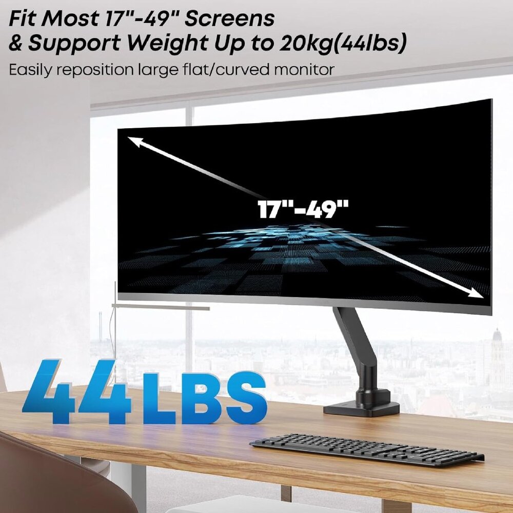 Premium Heavy Duty Monitor Arm for 17 to 49 inch Screens up to 44lbs, - Picture 2 of 6